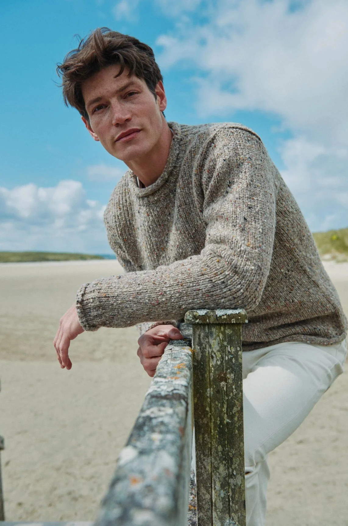 100% Wool Fisherman Sweater - Oat