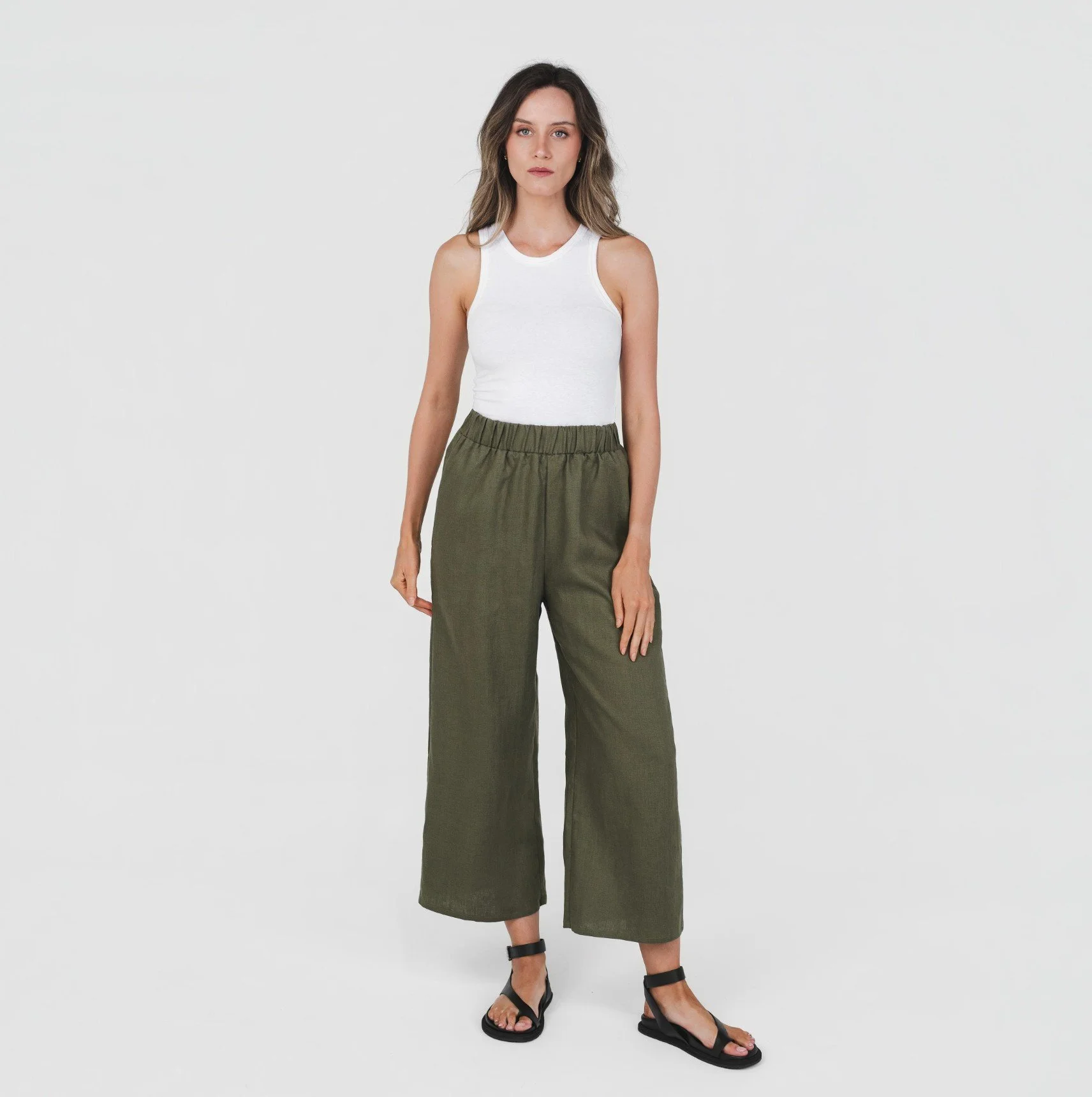 100% Hemp Wide Leg Pant - Olive