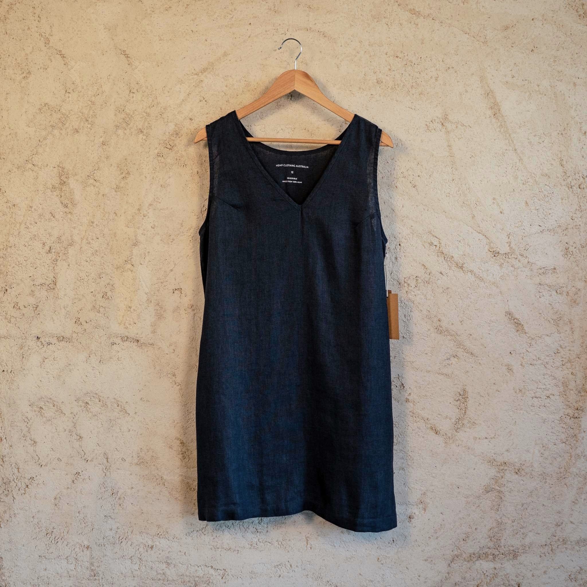 100% Hemp Short Dress - Navy
