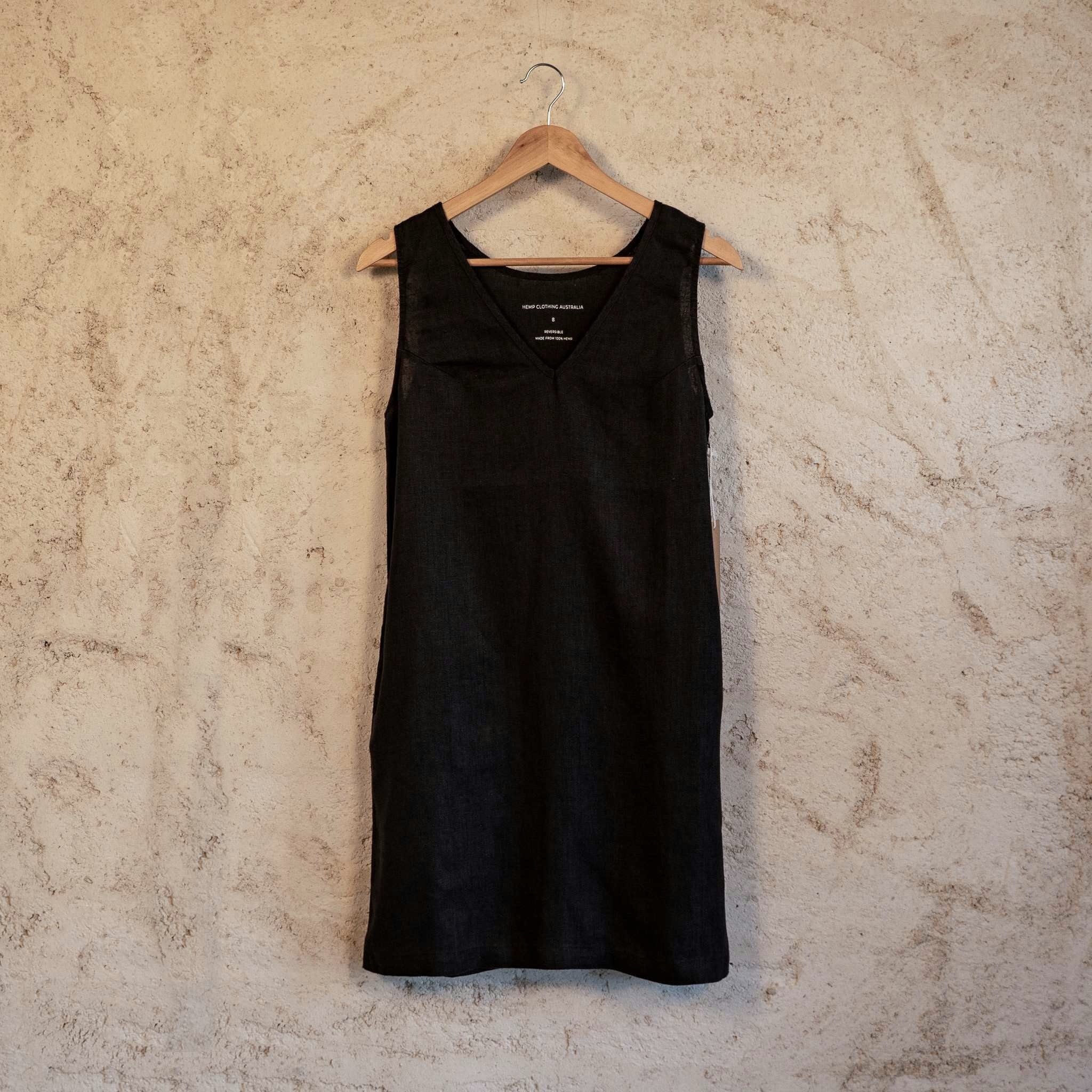 100% Hemp Short Dress - Black