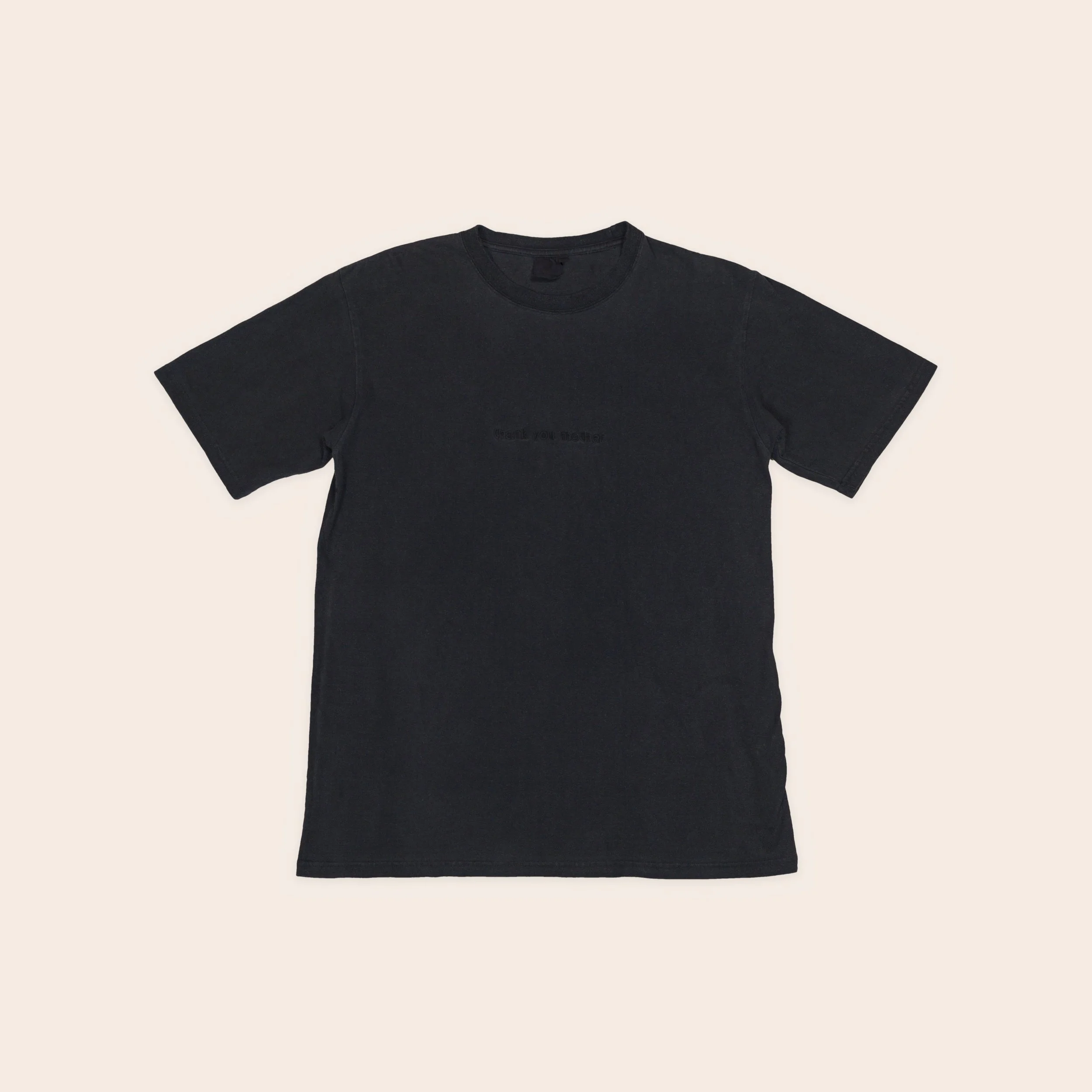 Men's plant dyed hemp tee in indigo and walnut, flat lay
