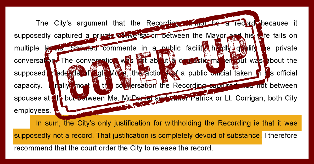“Completely Devoid of Substance”: Special Master Finds City’s Refusal to Release Bodycam Footage Baseless, Recommends City Pays for All Legal Costs