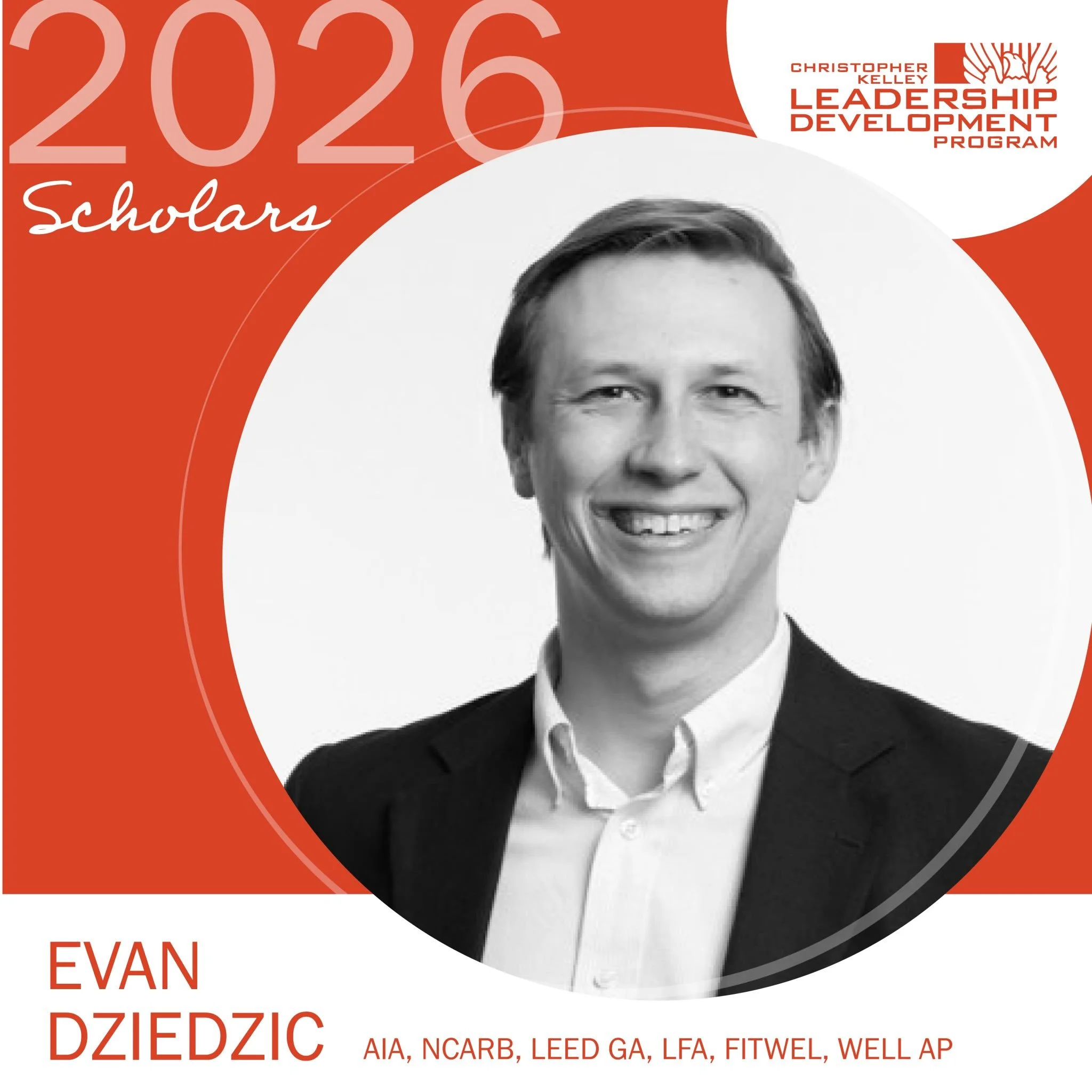 Introducing 2026 scholar: Evan Dziedzic. ✨

Evan Dziedzic, AIA, NCARB, is a licensed architect in Washington, D.C., Maryland, and Virginia with a dual master&rsquo;s degree in Architecture and Net-Zero Design. He brings a strong background in sustain