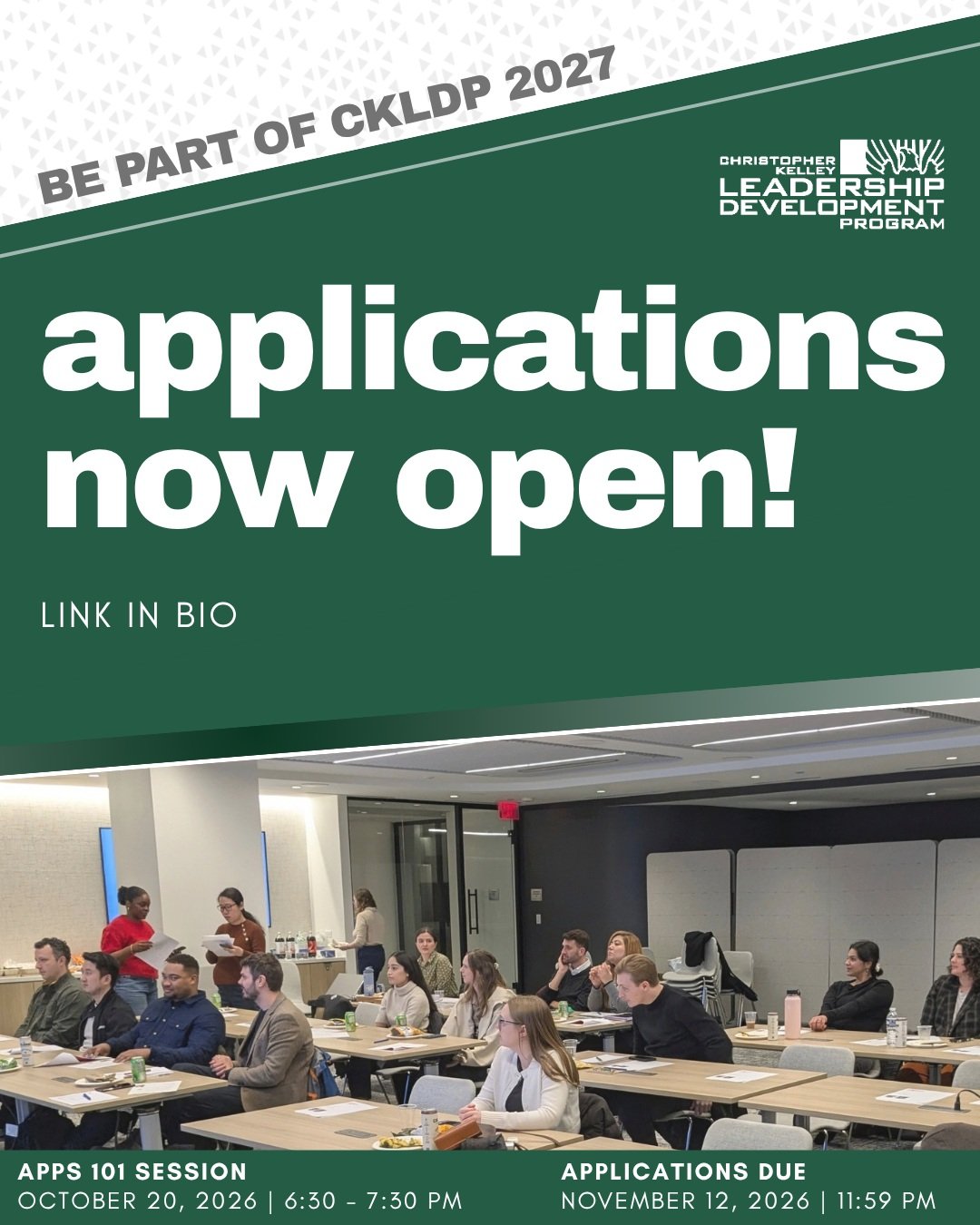 Applications for CKLDP 2027 are now open! 🎉

Apply today and join Application 101 on October 20th to learn more about the program. Links in bio.

#CKLDP
#CKLDP2027
#EmergingLeaders
#ArchitectLeadership
#WashingtonDCArchitecture
#AIA
#ApplyNow