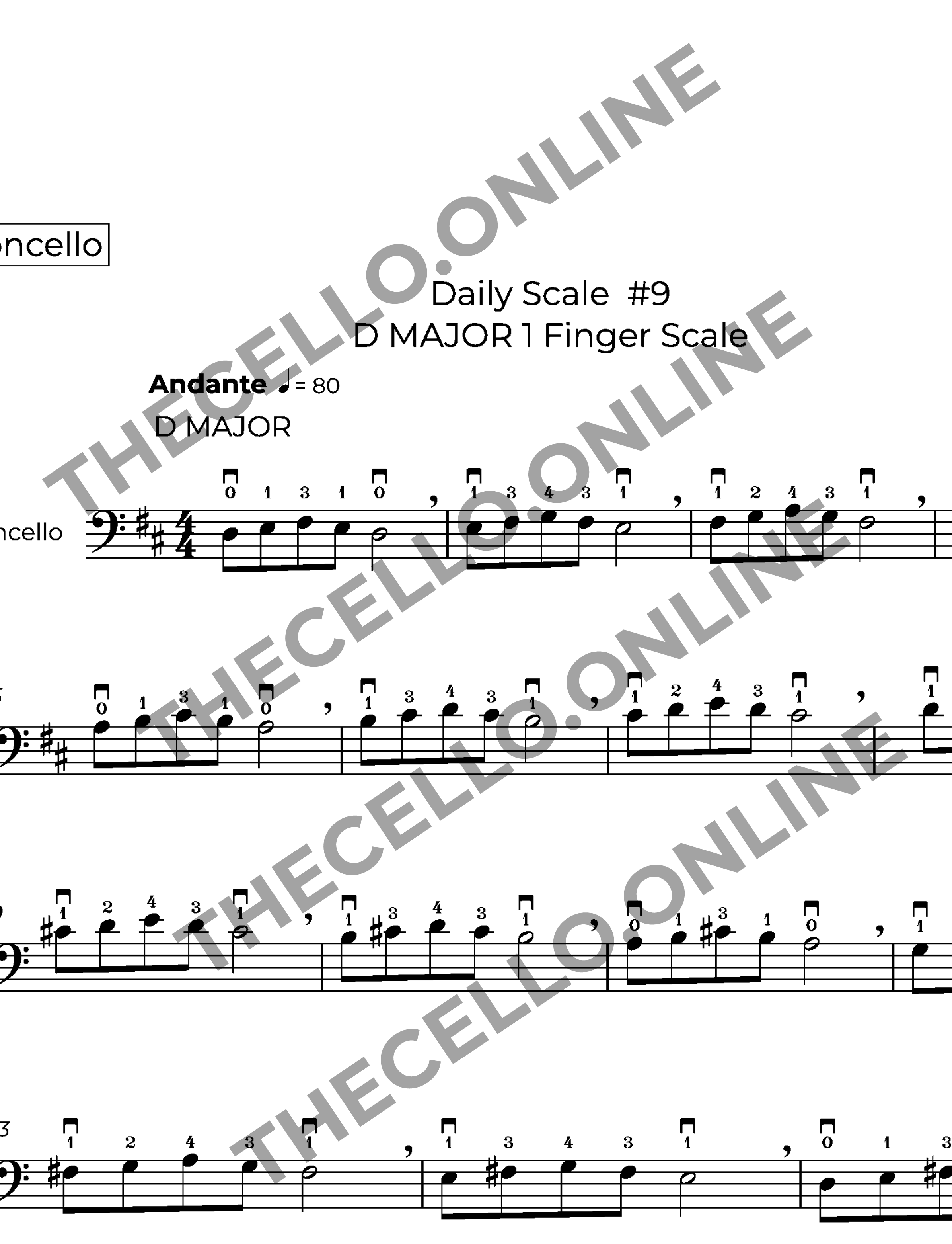 Daily Scale 9 D Major 1 Finger Scale 1 Octave to 3rd Position