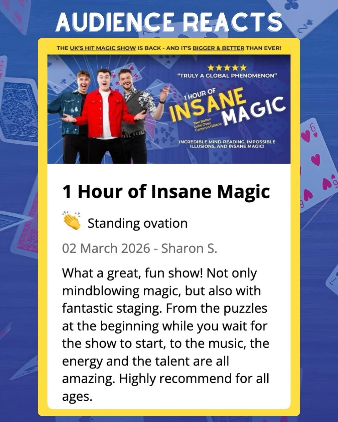 More audience reacts for INSANE MAGIC 🪄

Come see what all the hype is about - get tickets now!

🎟️ link in bio