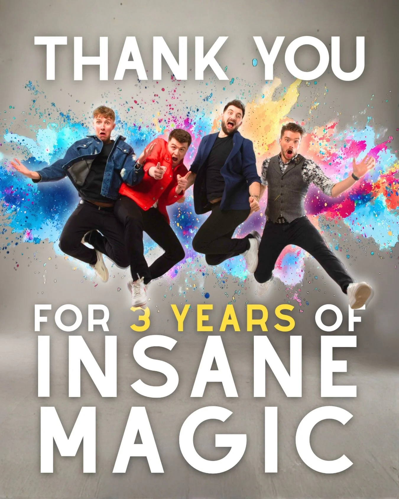 3 years ago, on the 1st April 2023; Insane Magic did their first ever show! 🪄

In the 3 years that followed, it&rsquo;s fair to say that NONE of us could have imagined how far it&rsquo;s come. In the last 1,095 days, we&rsquo;ve:

- performed 172 FU