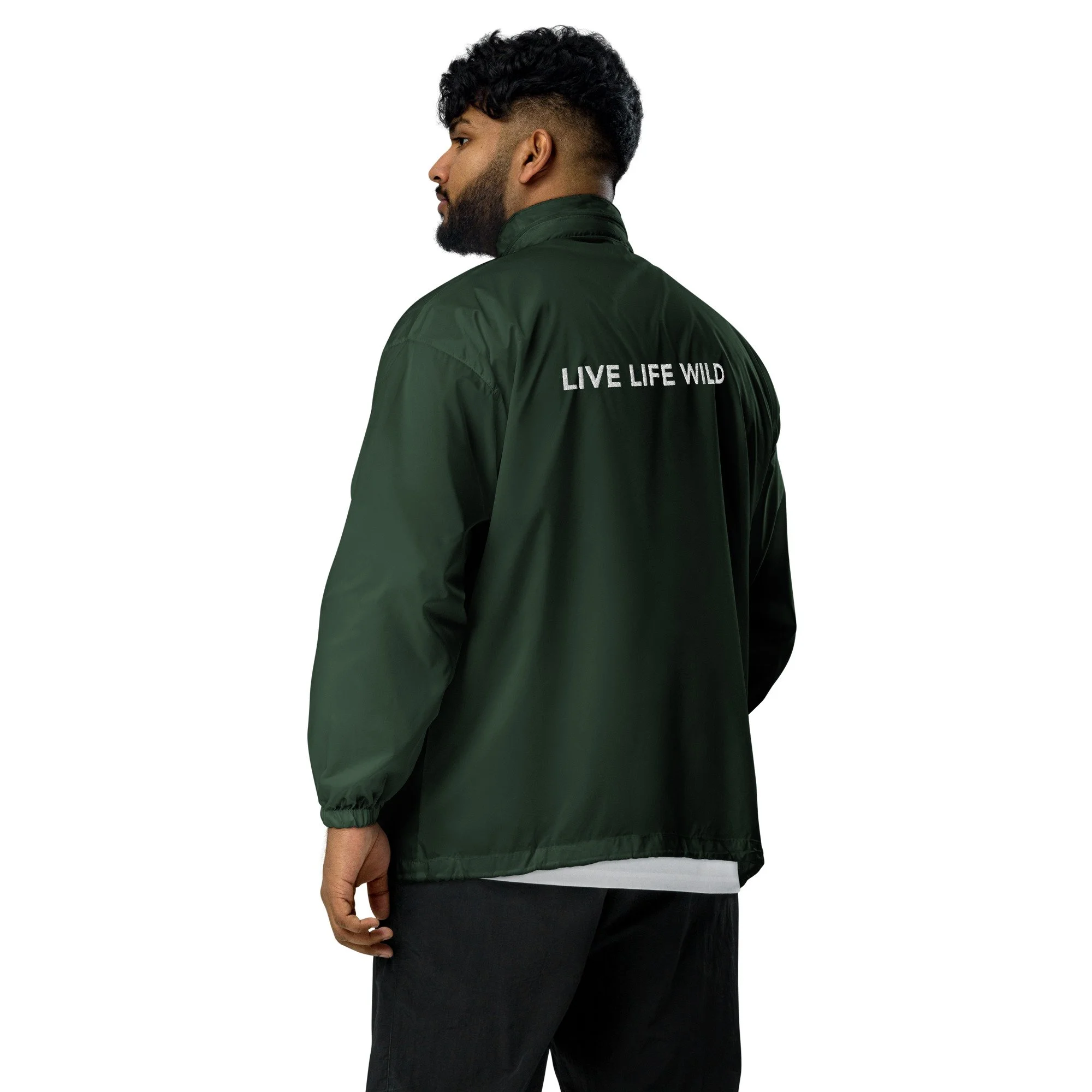 basic-unisex-windbreaker-forest-green-back-68560b4a8f7fa.jpg