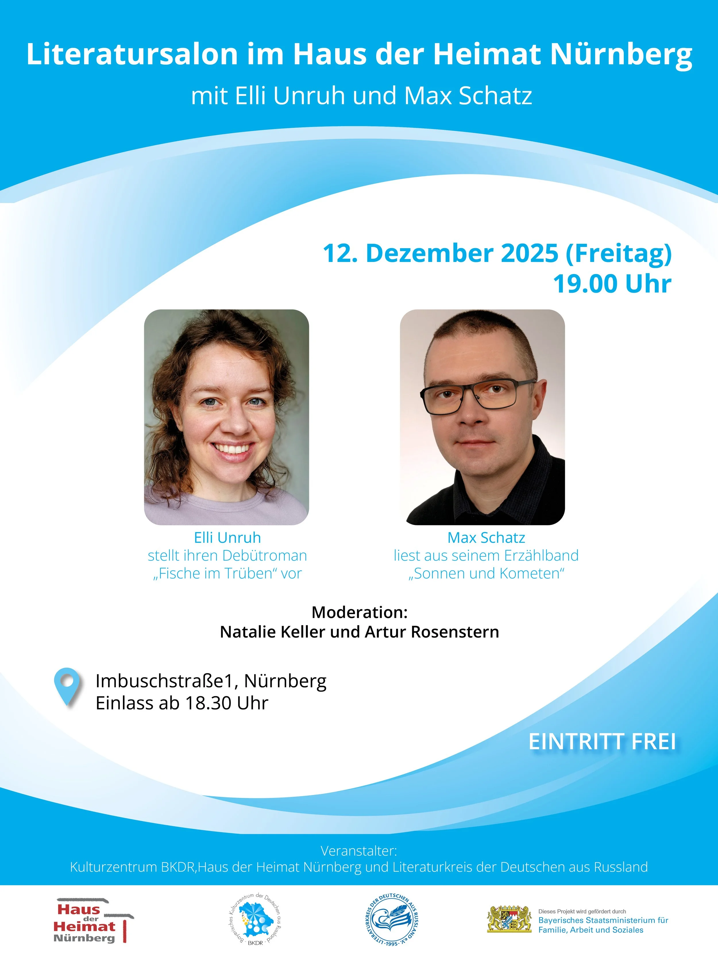 Literatursalon im Haus der Heimat: mit Elli Unruh und Max Schatz