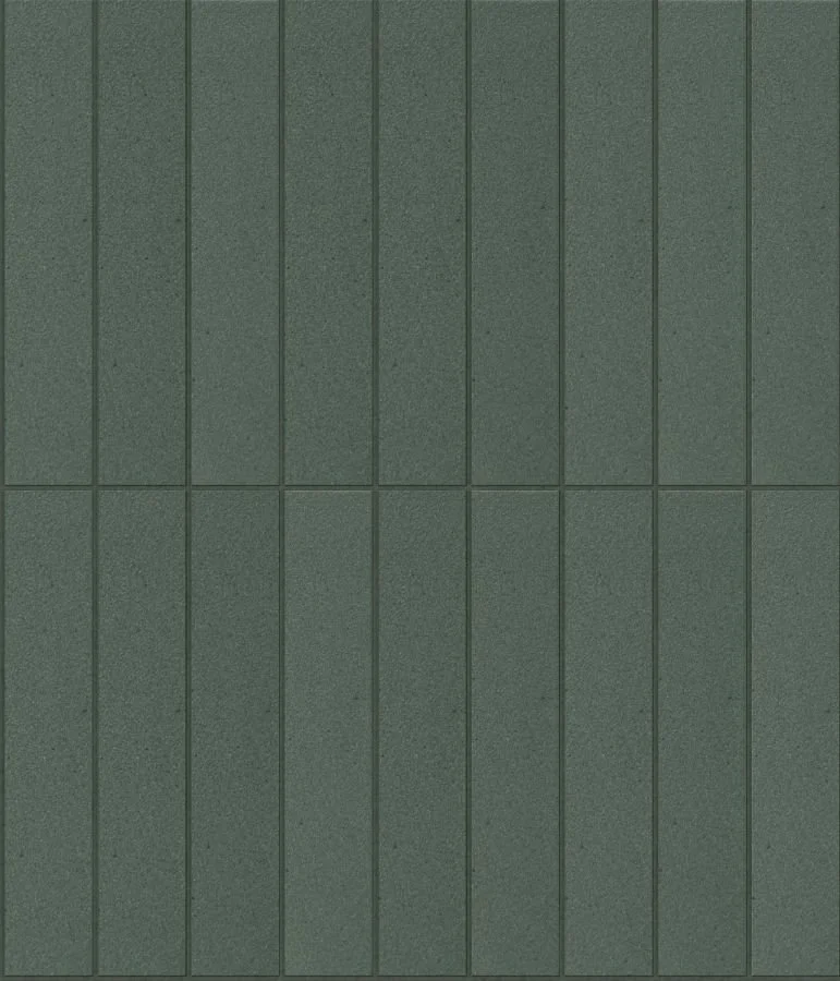 Green textured wall with vertical lines.