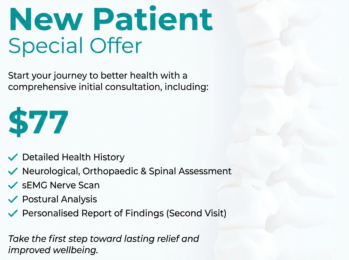 New Patient Special $77 — comprehensive initial consultation at Touchpoint Chiropractic Revesby