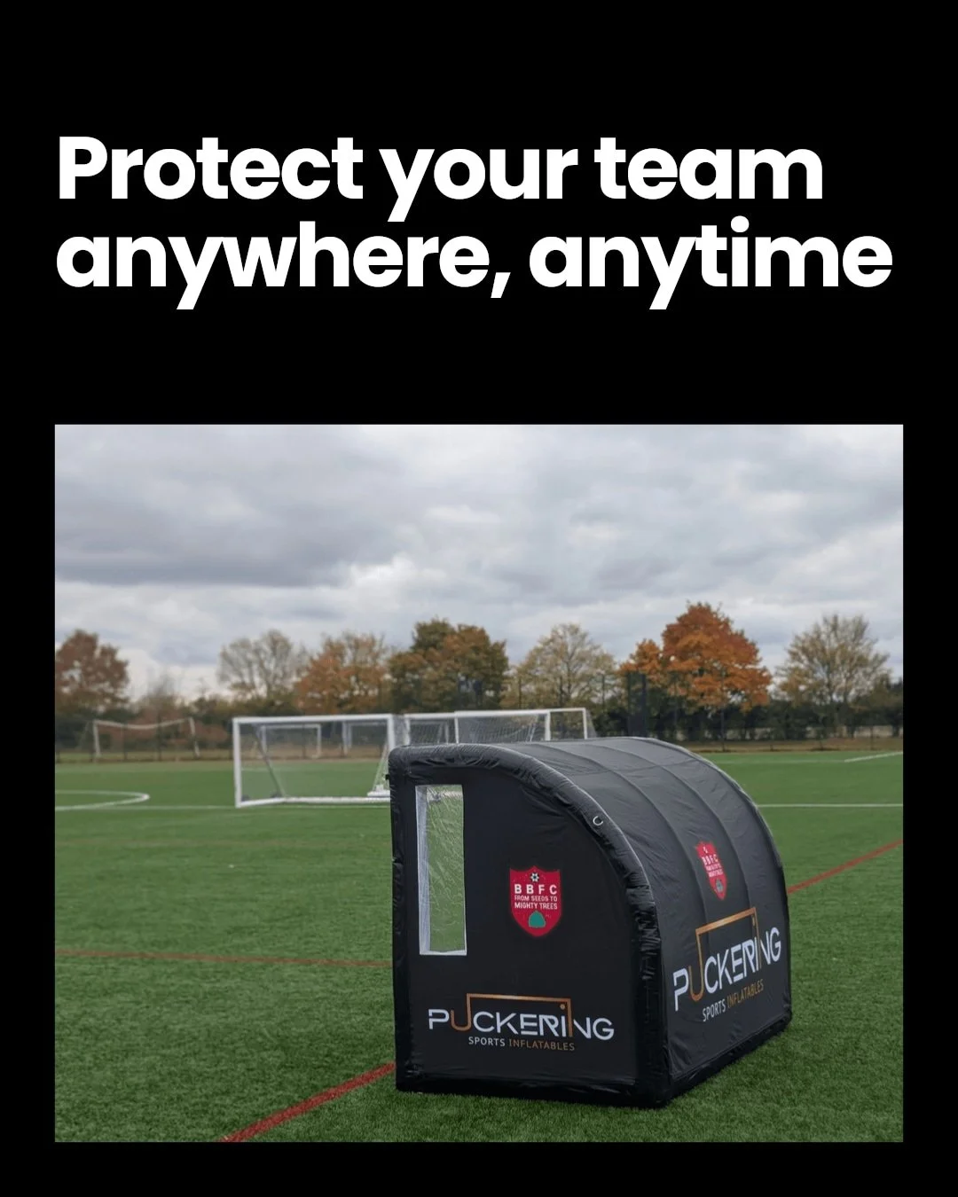 Ever wondered how players stay safe off the field?

Our inflatable dugouts offer more than shelter&mdash;they protect players from harsh weather and vandalism, all while being portable and customisable.

Isn't it time your team upgraded their dugout?