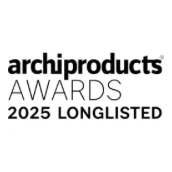 Archiproducts Awards 2025 Longlisted logo on a white background.