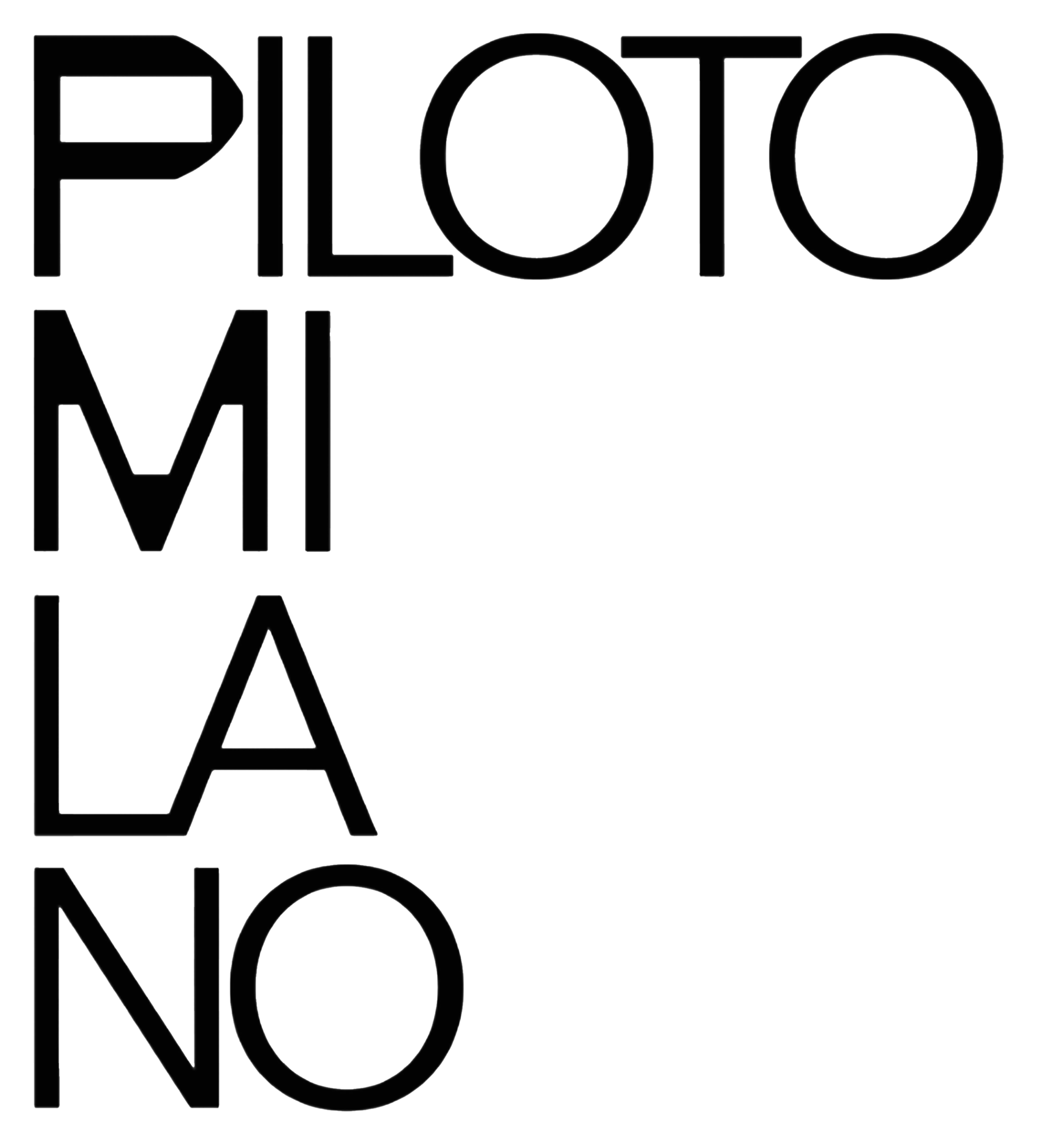 The word 'PILOTO' repeated vertically in black capital letters with black geometric symbols between some letters on a white background.