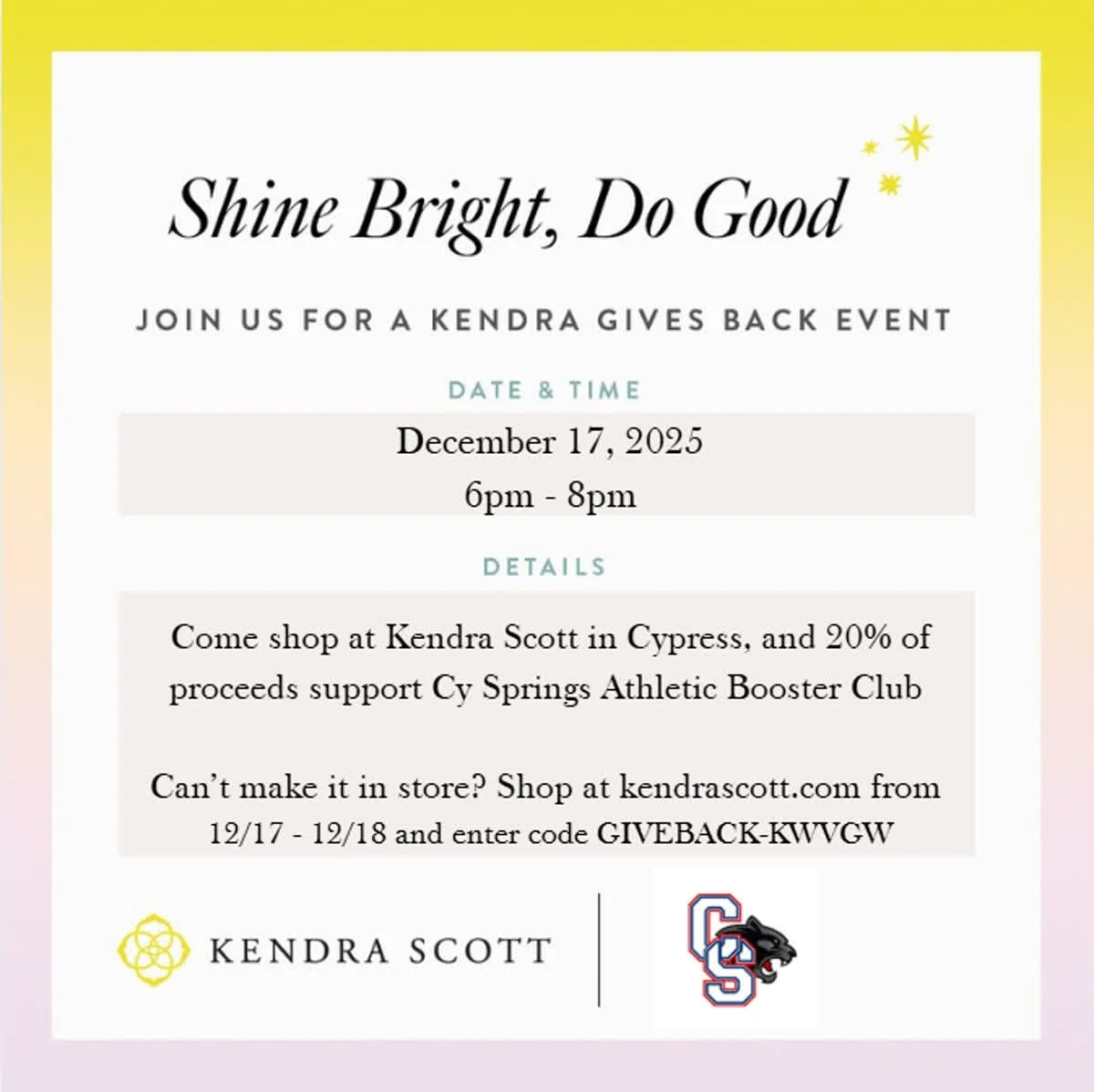 Kendra Gives Back Event