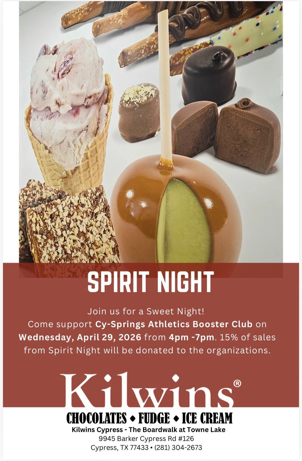 Kilwins Spirit Night Cy Springs