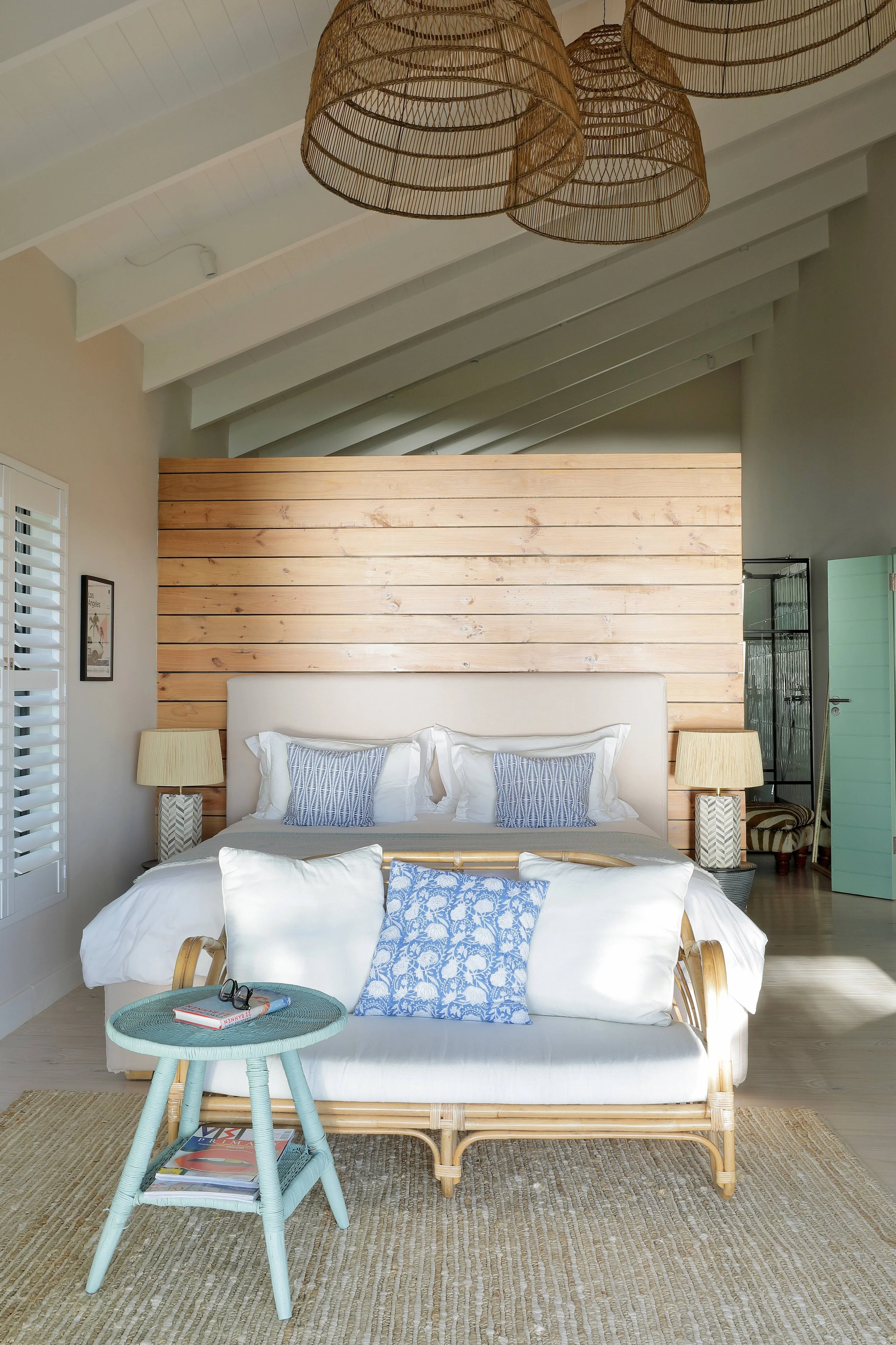 Strandhaus Llandudno Kapstadt, entspannte Einrichtung mit natürlichen Materialien, Schlafzimmer, Anja Lehne fine interiors