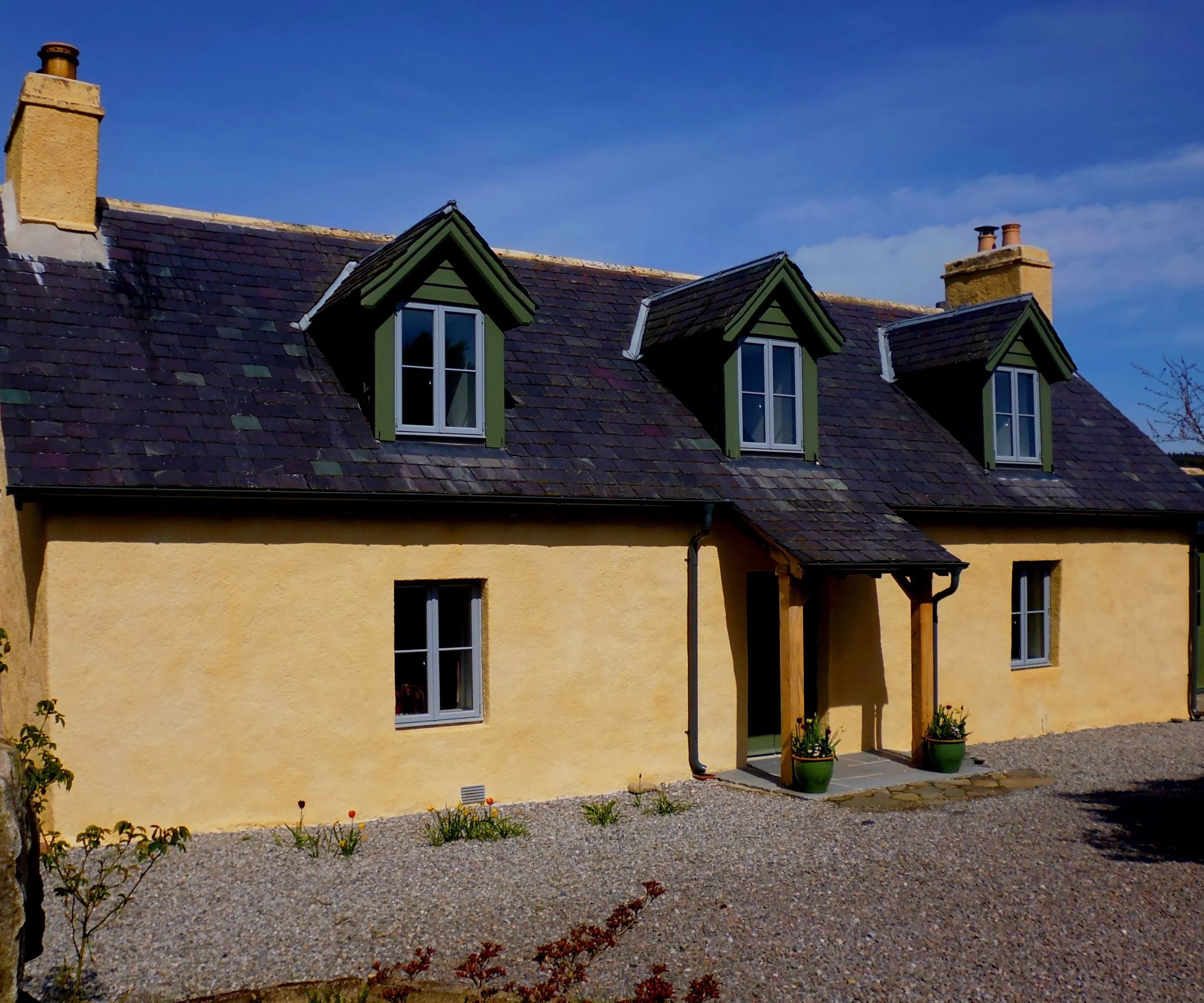 Lime harling on private house