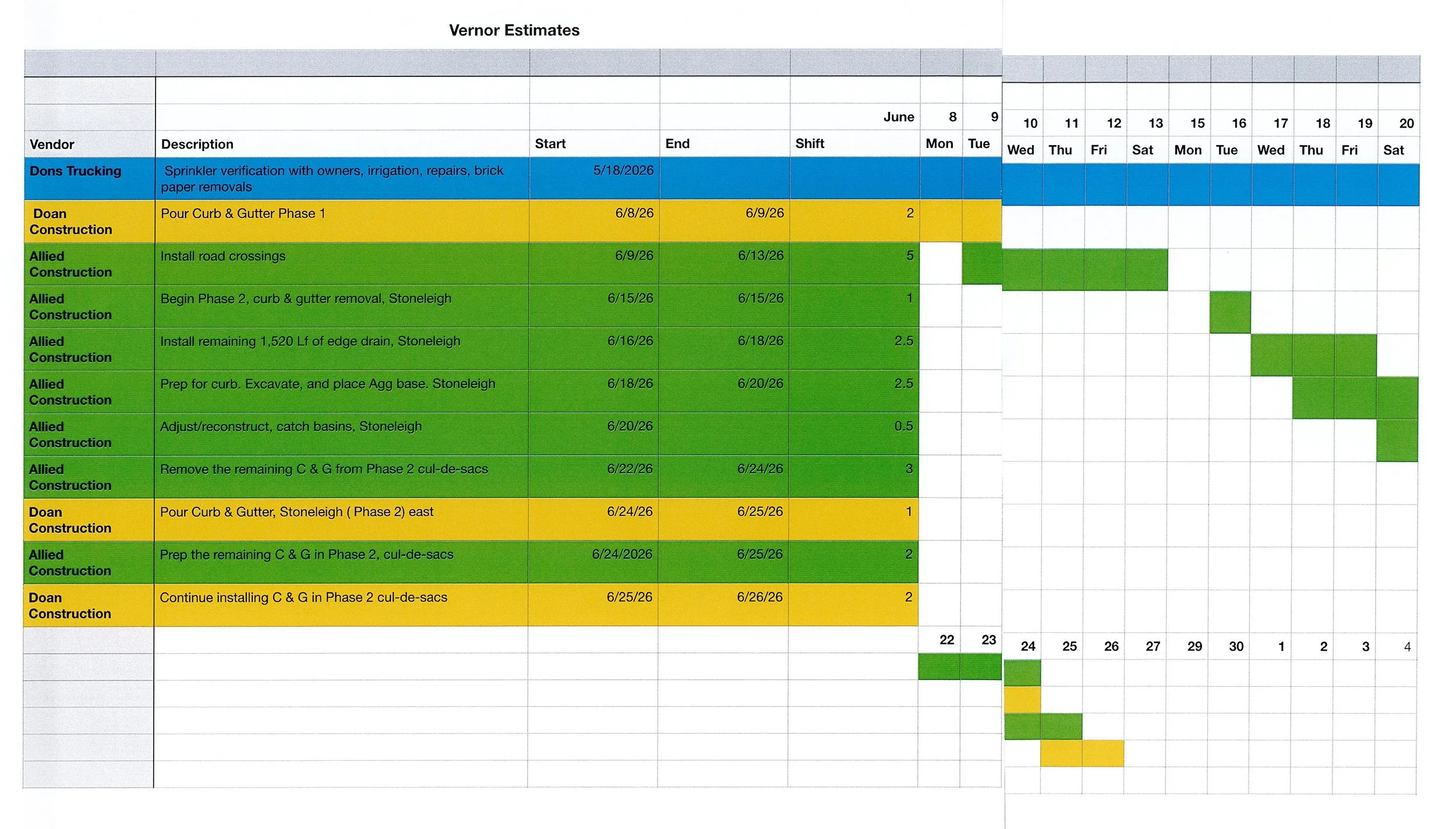 Construction Schedule (June 2026)