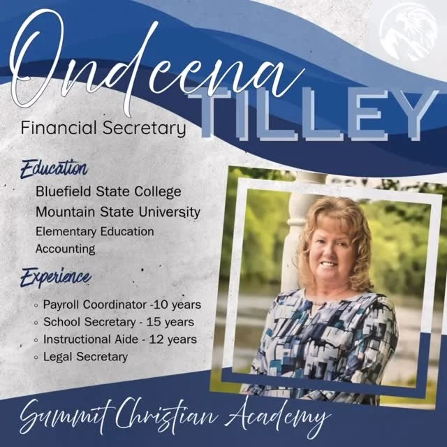 ๐ฃ Staff Announcement
โจPlease join us in welcoming Ondeena Tilley as Financial Secretary at Summit Christian Academy! โจ
Ondeena began her role at the start of July and is already working diligently behind the scenes to keep our school running smoot