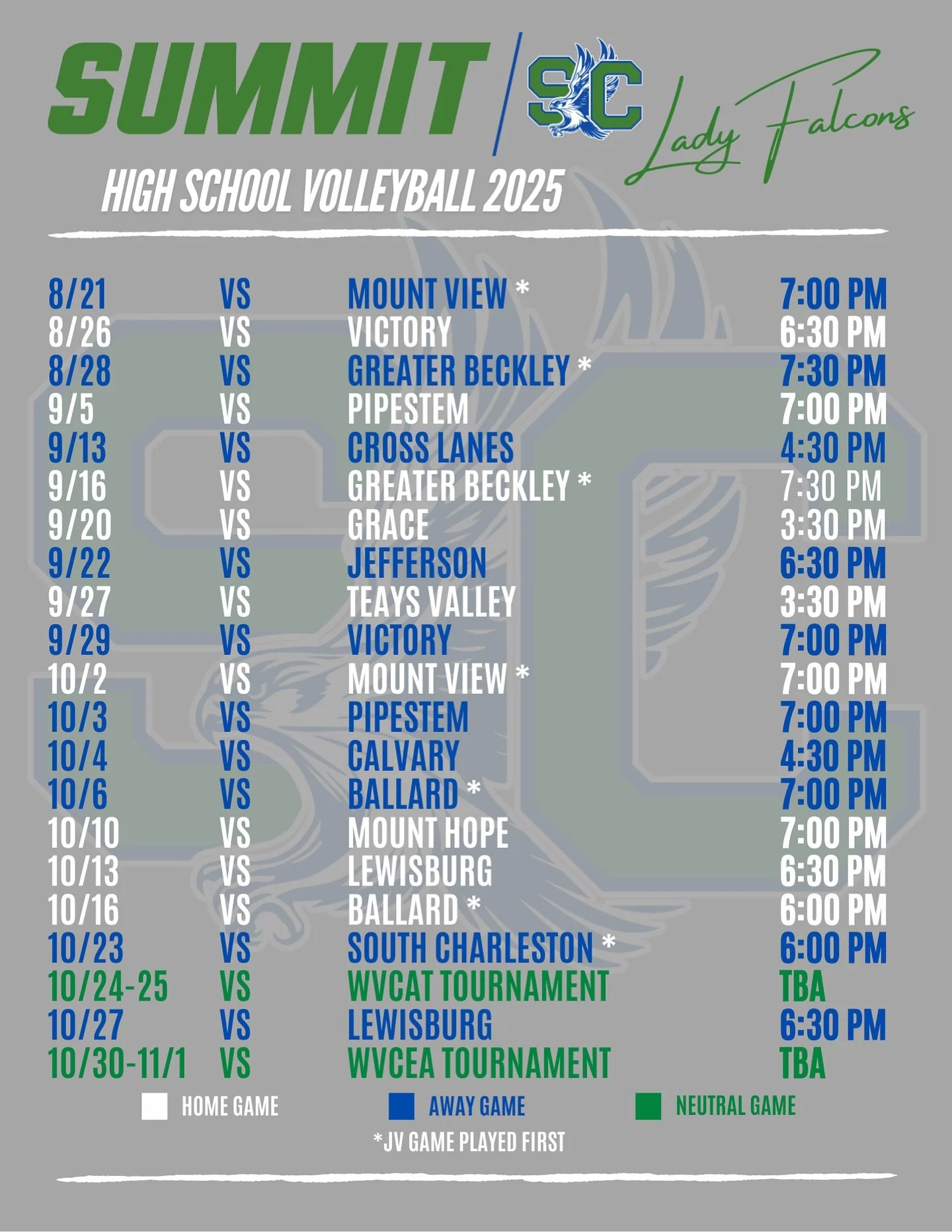 High school volleyball schedule! πππ