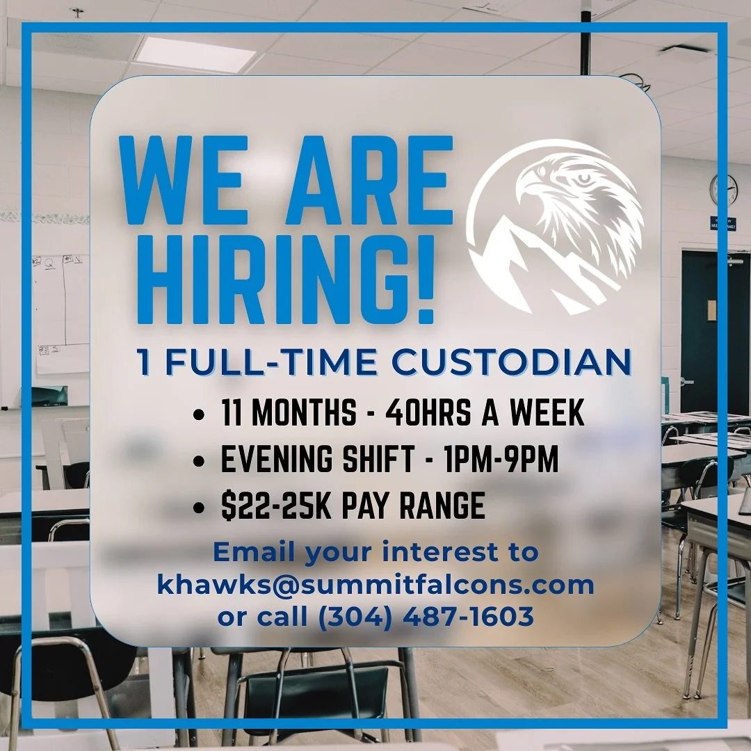 π’ We’re Hiring!
β¨Summit Christian Academy is looking for 1 Full-Time evening custodian to join our team!
If you take pride in creating clean, safe, and welcoming environments and enjoy being part of a Christ-centered community, we’d lov