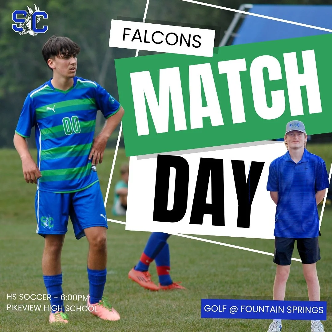 Let’s go Falcons! πβ³οΈ β½οΈπ 
•••
High school golf
β° 4:00pm
π Fountain Springs
•••
High school soccer 
π PikeView
β° 6:00pm
π PikeView High School
