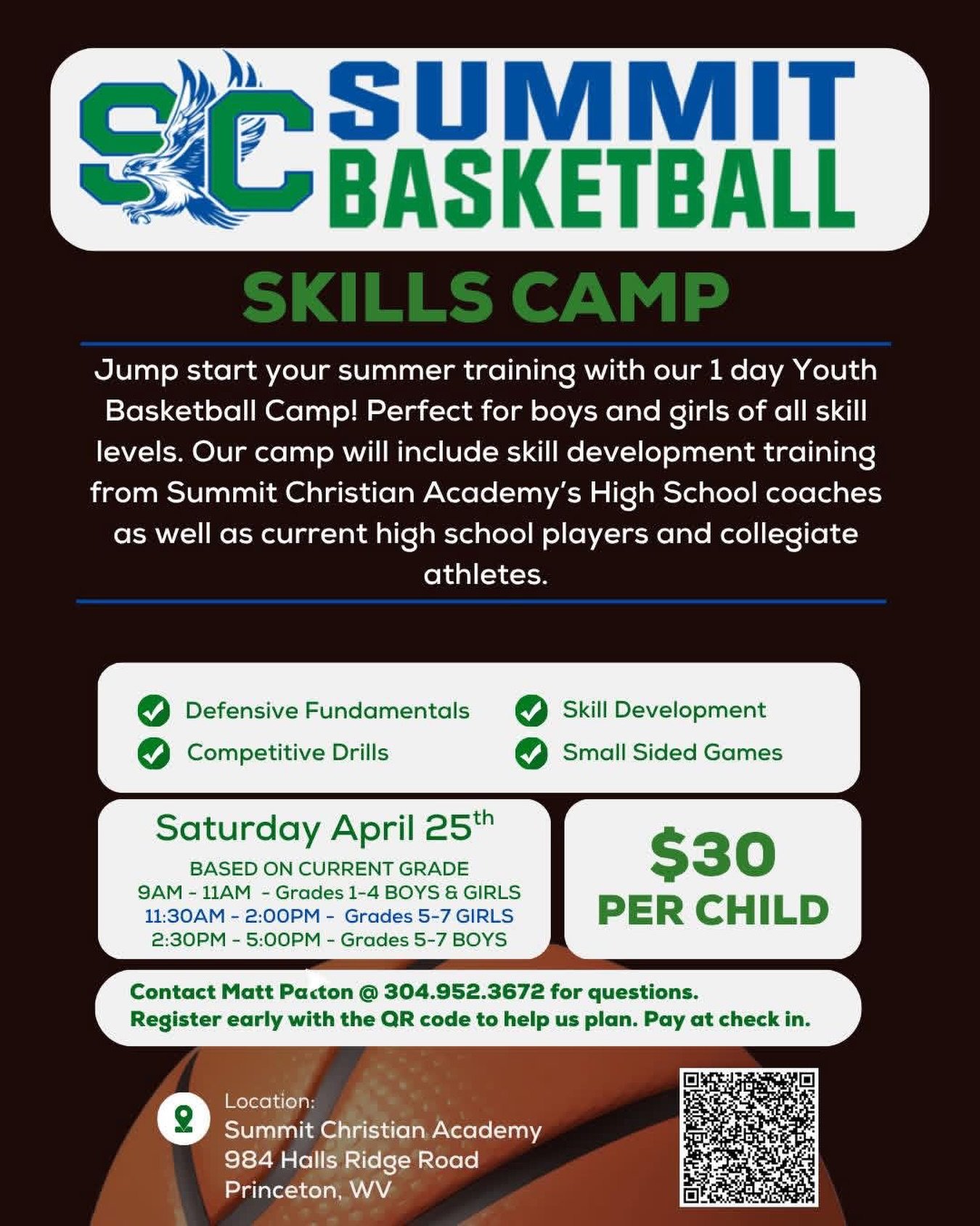 Basketball skills camp this Saturday! We still have a few spots available if you are interested. 🏀