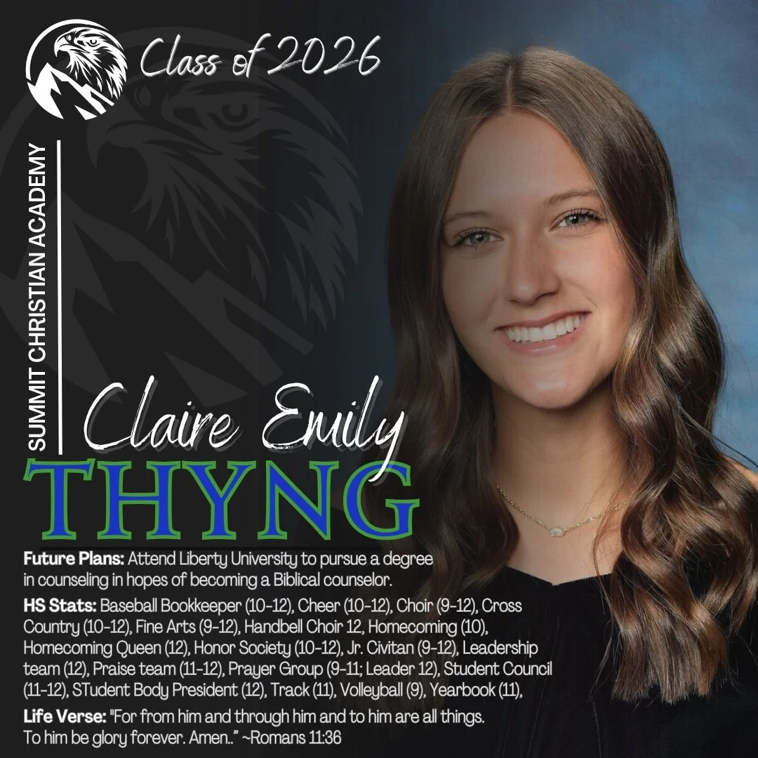 ✨Countdown to Graduation! 

🎓 Senior Spotlight ~ Claire Emily Thyng

We&rsquo;re proud to shine the spotlight on a member of the Class of 2026! We love our seniors. Congratulations! 💚👩🏻&zwj;🎓💙

#SeniorSpotlight #ClassOf2026 #Graduation