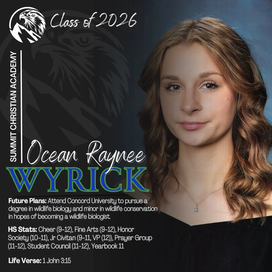 ✨Countdown to Graduation - Today is the day! 

🎓 Senior Spotlight ~ Ocean Raynee Wyrick

We&rsquo;re proud to shine the spotlight on the last member of the Class of 2026! We love our seniors. Congratulations! 💚👩🏻&zwj;🎓💙

#SeniorSpotlight #Class
