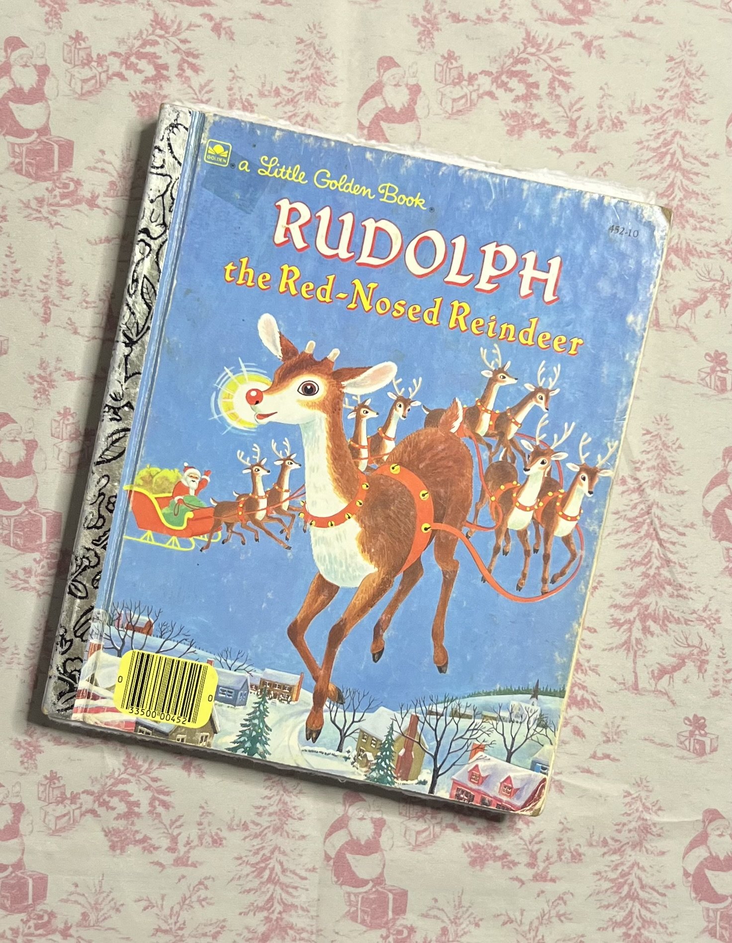 Rudolph the Red-Nosed Reindeer  - 1990 Vintage Little Golden Book Art Journal