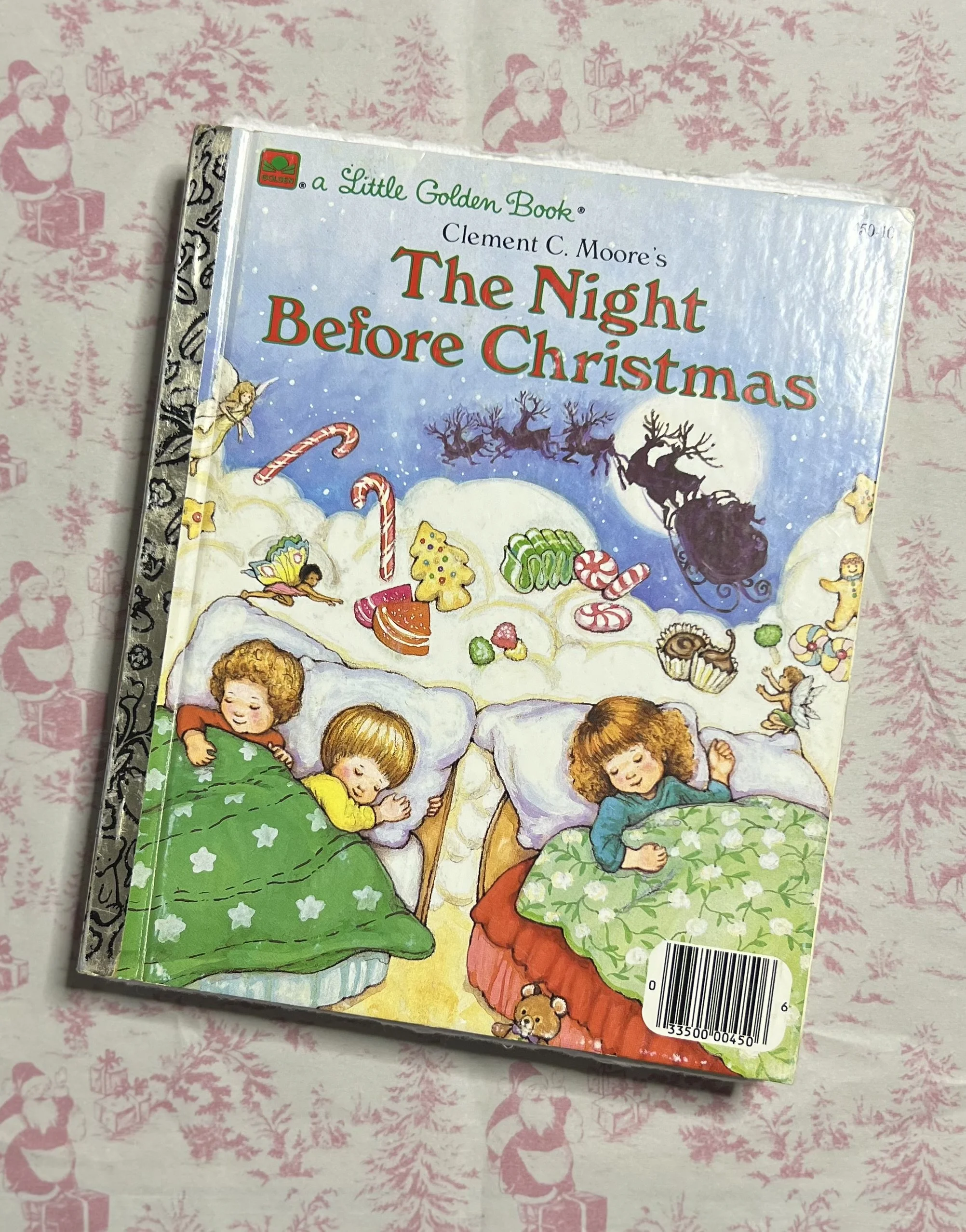 The Night Before Christmas  - 1985 Vintage Little Golden Book Art Journal
