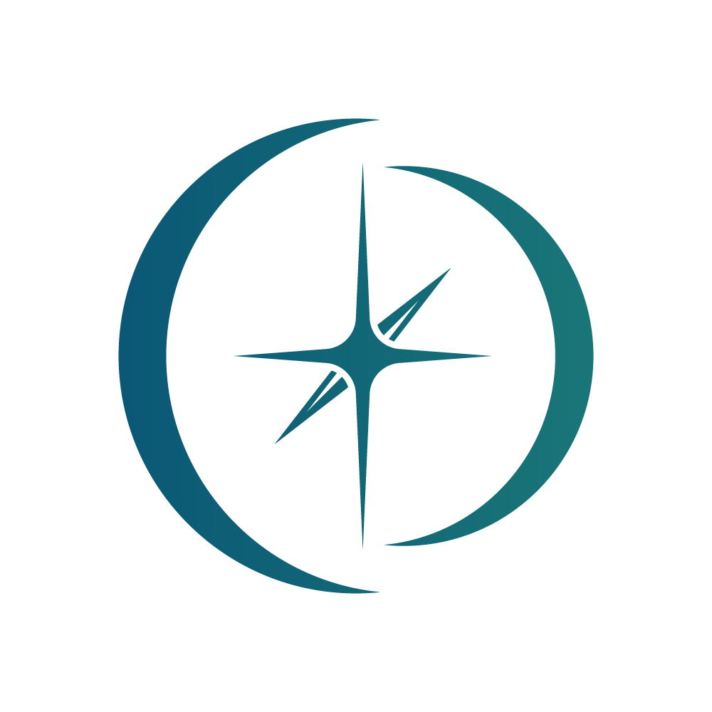 Stylized logo with a large blue-green sphere and a black arrow pointing to the right.