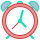 A pink alarm clock showing 7:00.