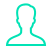Outline of a person's upper body and head in teal