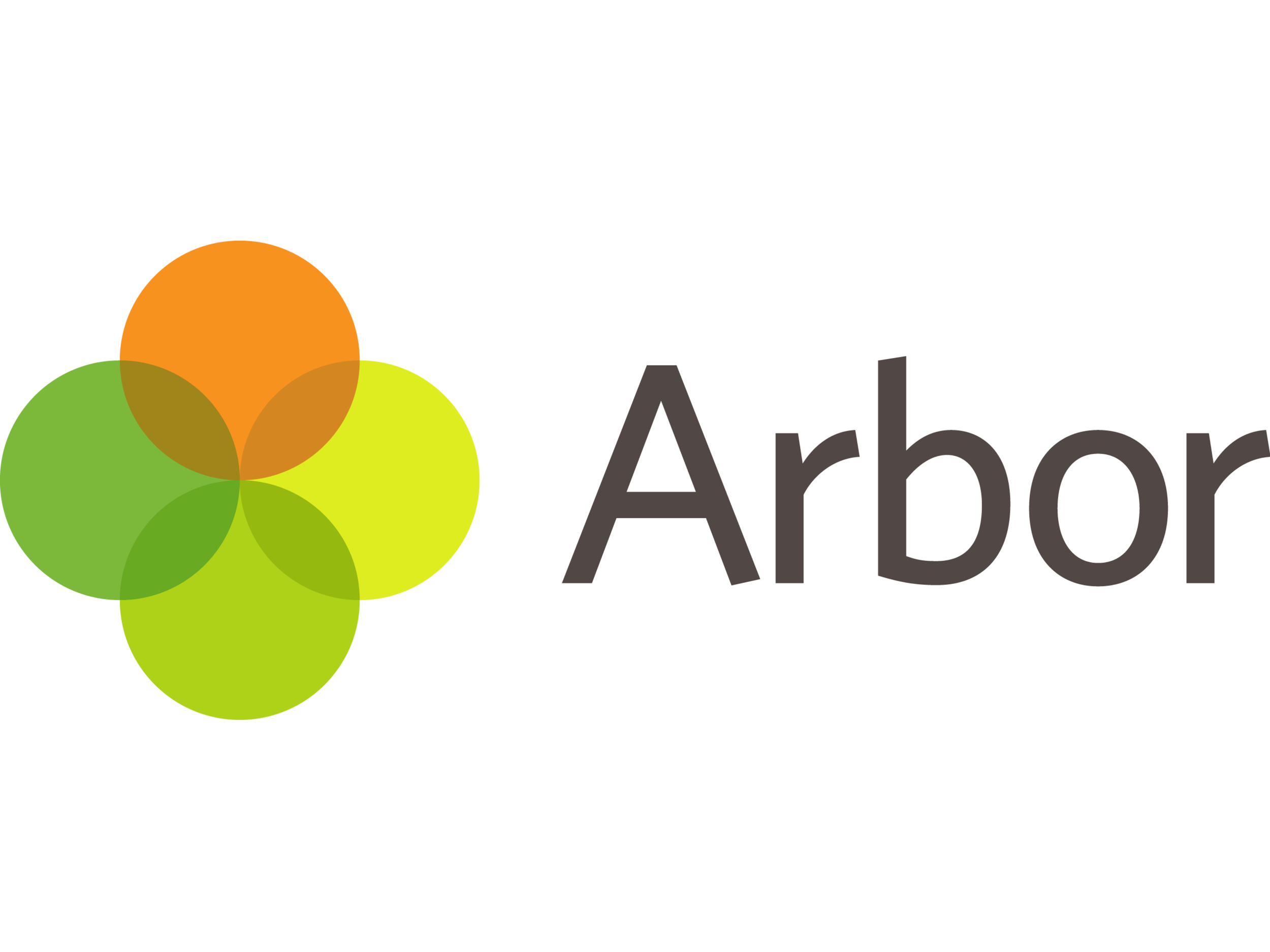 Colorful overlapping circles forming a floral shape next to the word 'Arbor' in black text.