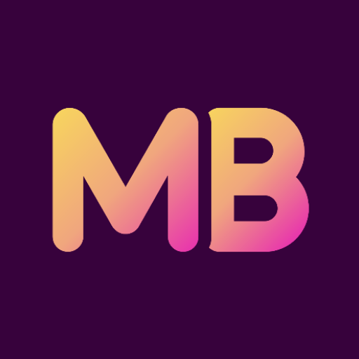 Gradient-colored letters 'MB' on a dark background.