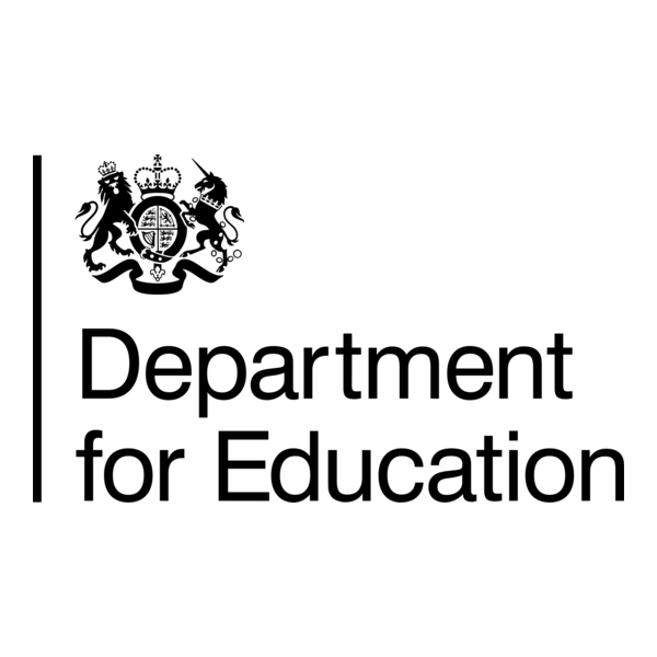 Logo of the UK Department for Education featuring a crest and text.