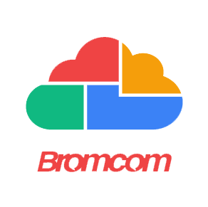 Google Drive logo with four colorful shapes forming a cloud, and the text 'Bramcom' below in red.