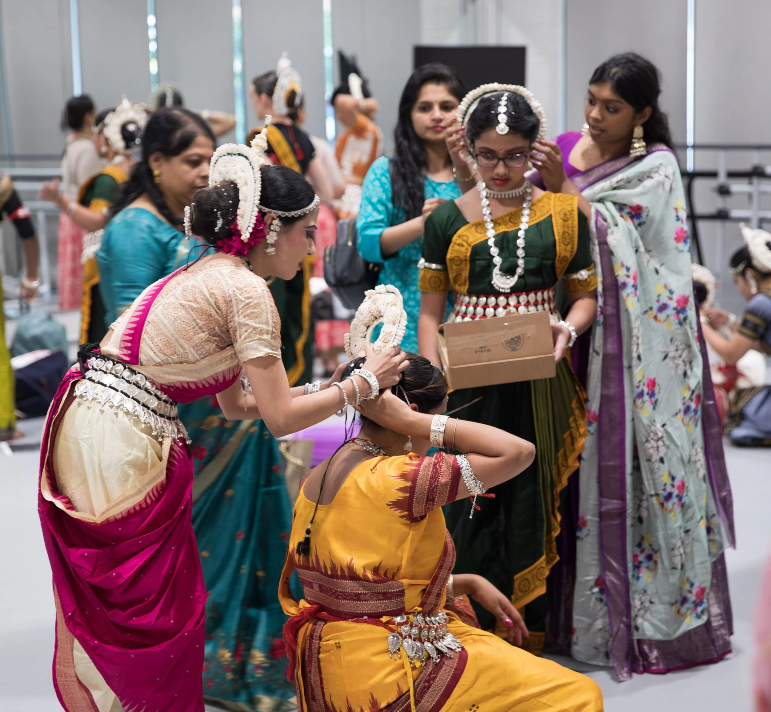 students getting ready to perform