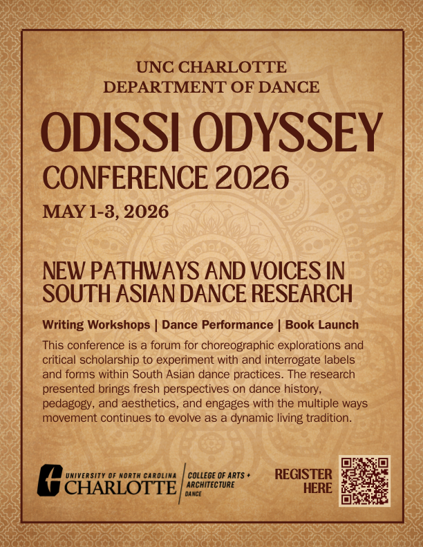 flyer for the odissi odyssey intensive, new pathways and voices in south Asian Dance research, may 1-3, 2026