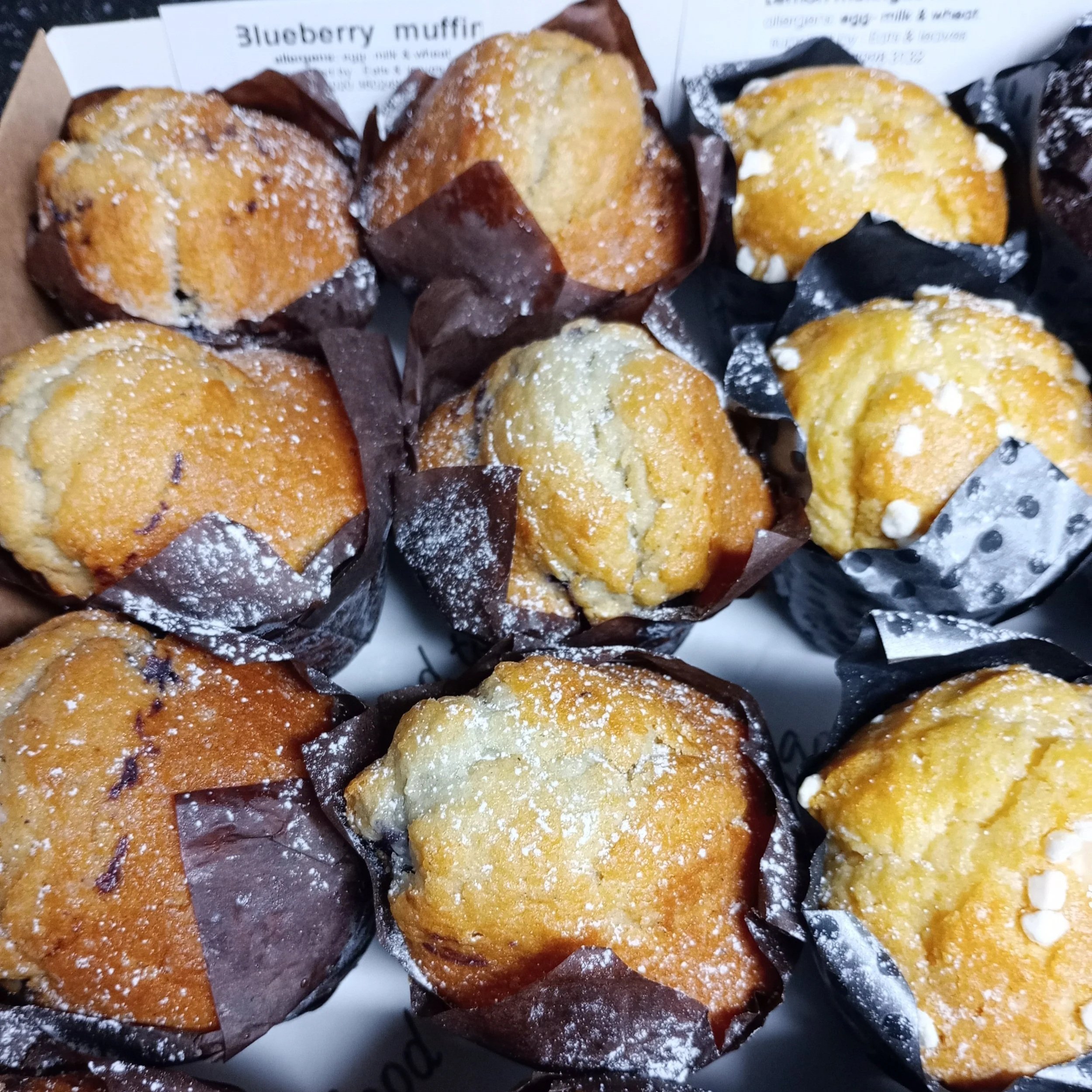 Freshly baked muffins with a variety of flavours, ideal for meetings and events.