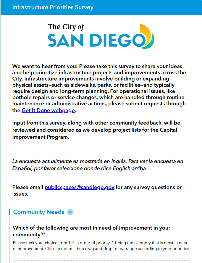 Take the Infrastructure Priorities Survey