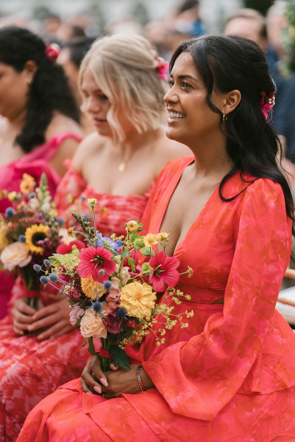 colourful bridesmaid flowers