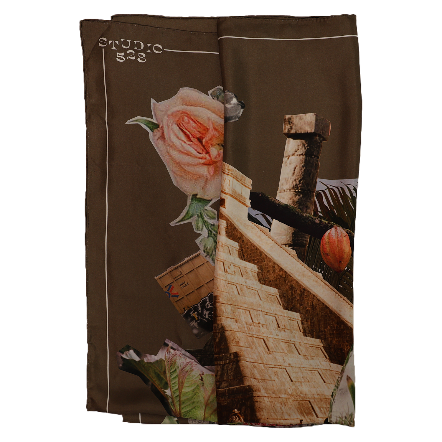 Collage image with a cut-out of a cat's face, a stone pillar, a brick wall, an orange pumpkin, and a cardboard box, set against a background with the logo 'STUDIO 28' at the top left.