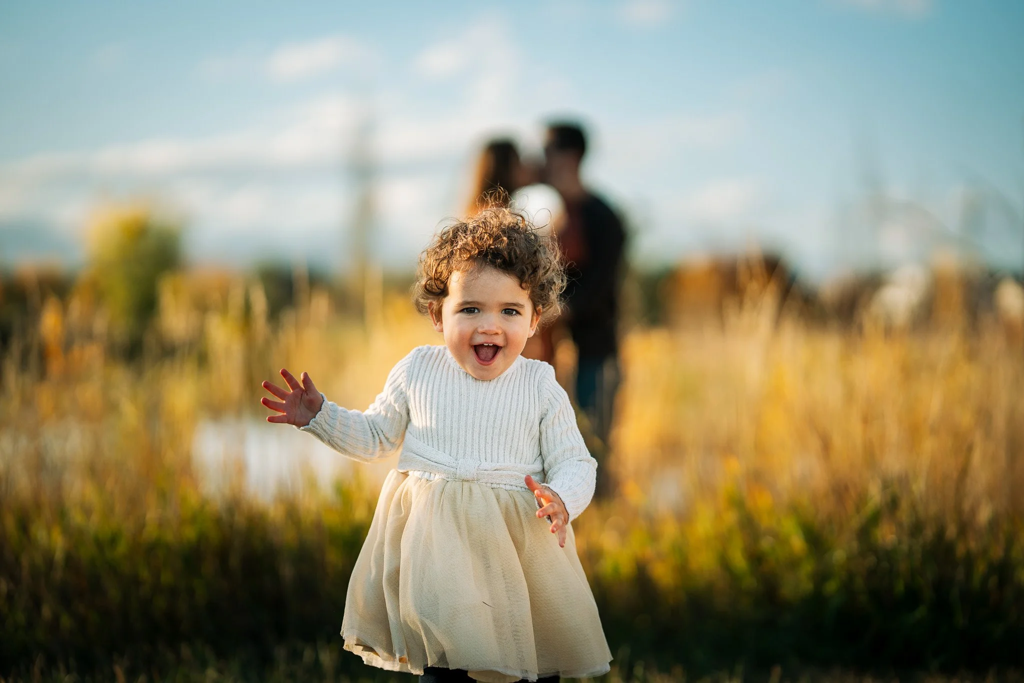 Longmont family photo session with toddler and golden light.