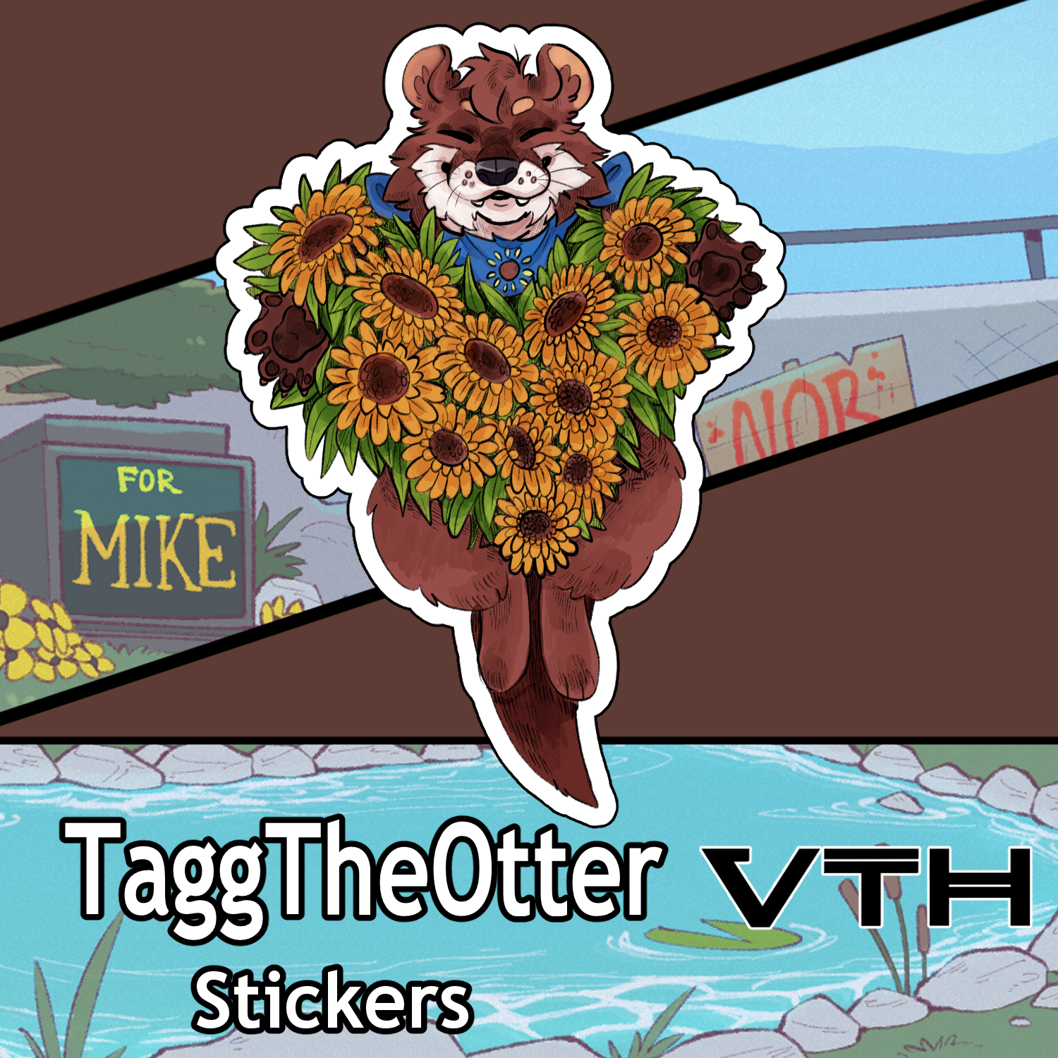 Tagg The Otter Sunflower Sticker