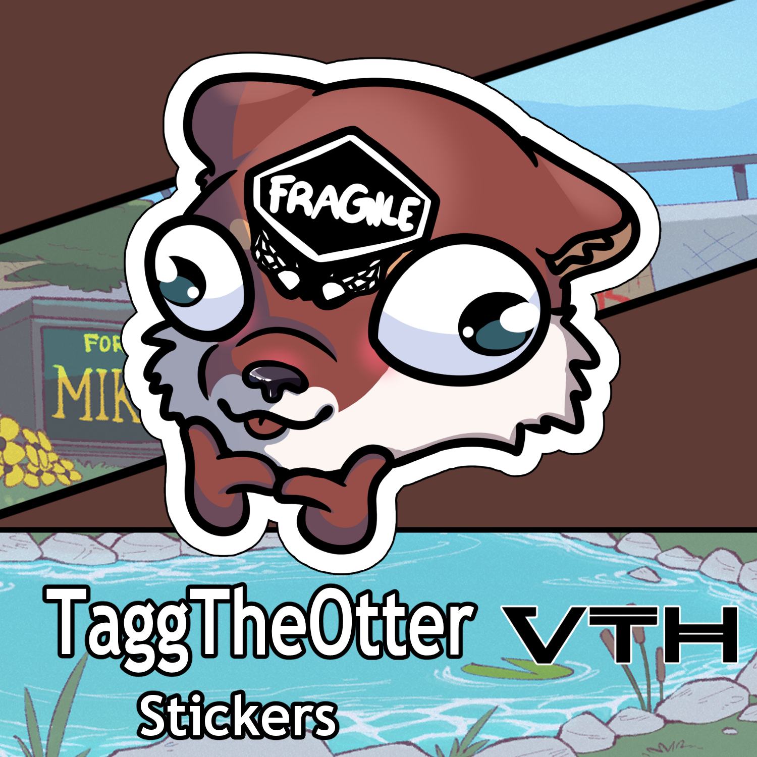 Tagg the Otter Fragile Sticker