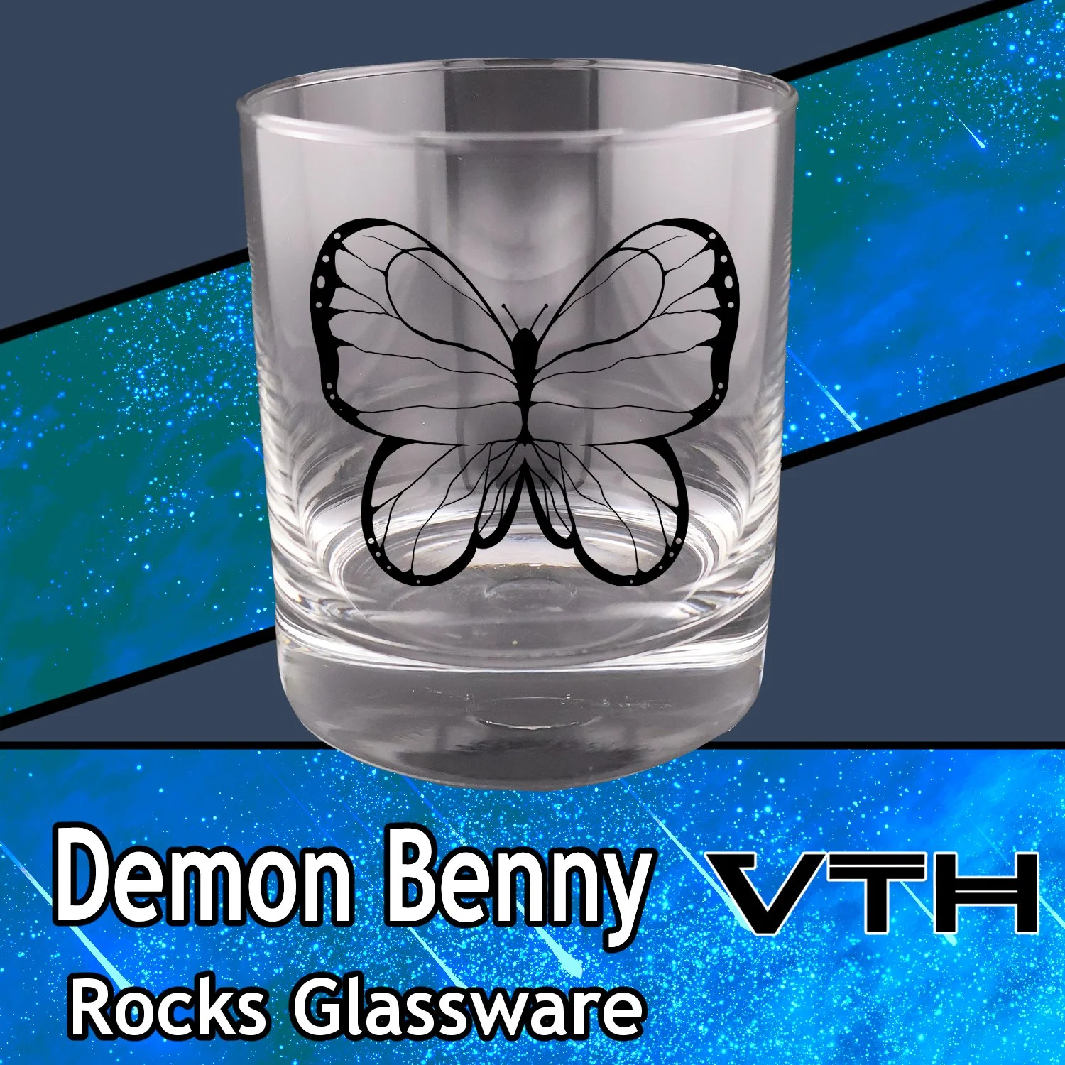 Demon Benny Butterfly Rocks Glass
