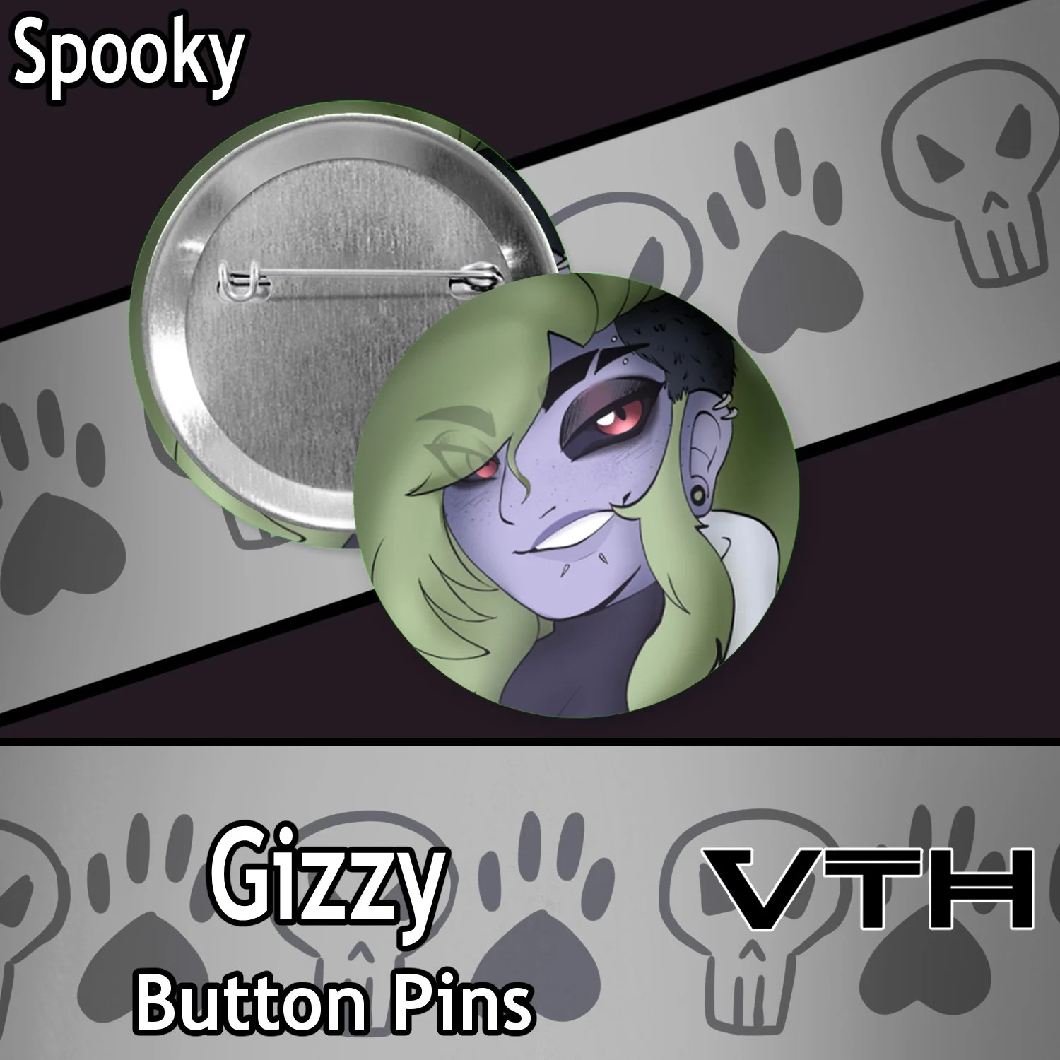 Spooky grizzy button pin.jpg